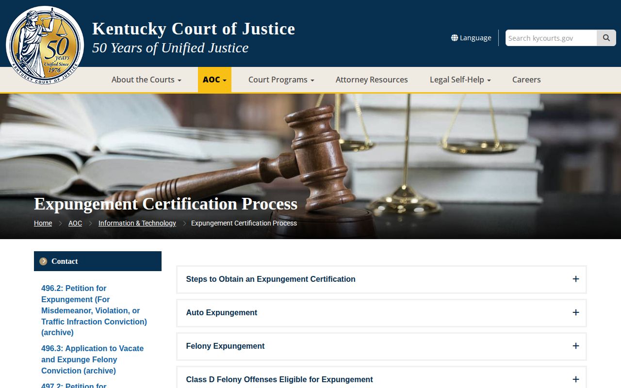 Barren County released inmate expungement certification and fees